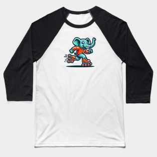 Elephant on Rollerblades Baseball T-Shirt